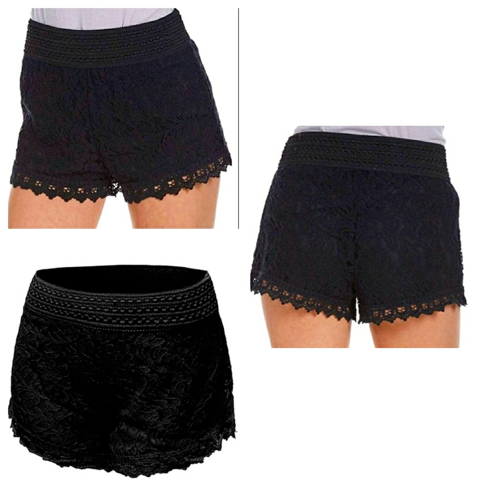 Ambiance Apparel Black Lace Shorts 1/2X